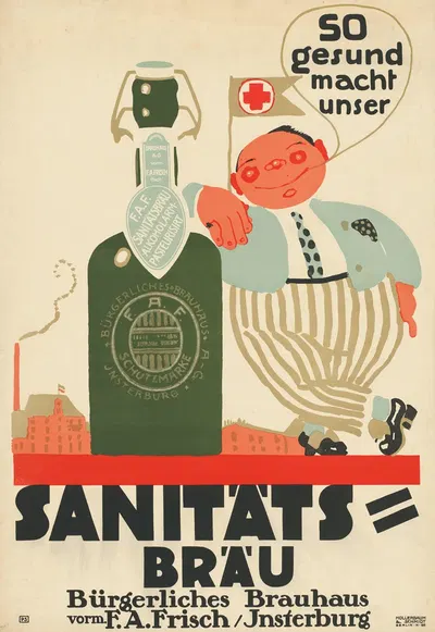 So gesund macht unser Sanitäts-Bräu. Bürgerliches Brauhaus Insterburg by Поль Шойрих, 1912 — digital art print download