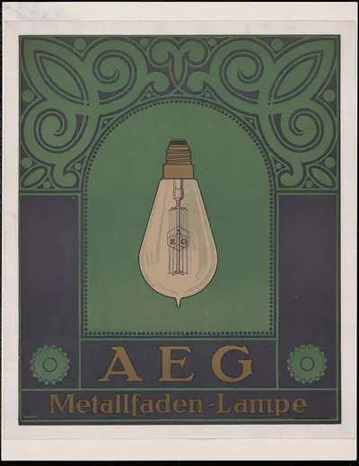 AEG Metallfaden-Lampe by Peter Behrens, 1907 - 1910 — digital art print download
