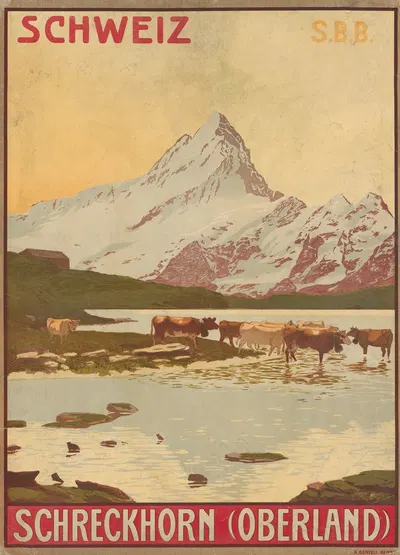 Schweiz Schreckhorn (Oberland) by Plinio Colombi, 1904 — digital art print download