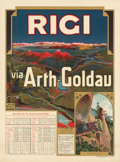 Rigi via Arth-Goldau by Polygraphisches Institut AG, 1904 — digital art print download
