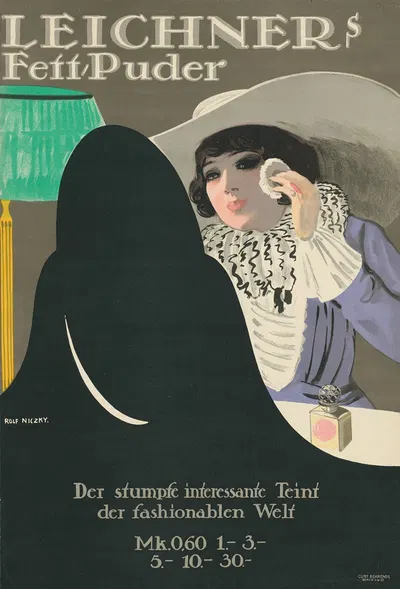 Leichners Fett-Puder. Der stumpfe interessante Teint der fashionablen Welt by Rolf Niczky, 1913 — digital art print download