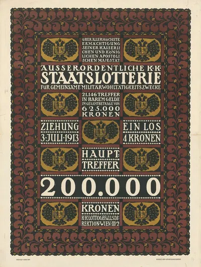 Ausserordentliche K.K. Staatslotterie by Рудольф Юнк, 1913 — digital art print download