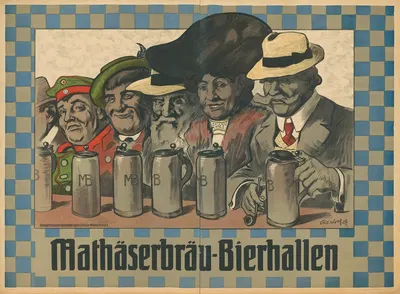 Mathäserbräu-Bierhallen by Rudolf Robert Wolf, 1908 — digital art print download