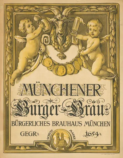 Münchener Bürger-Bräu, Bürgerliches Brauhaus München by Rudolf von Seitz, 1895 — digital art print download