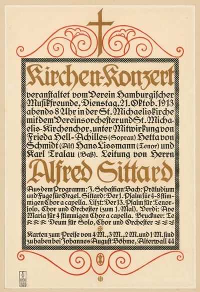 Kirchen-Konzert veranstaltet vom Verein Hamburgischer Musikfreunde by Staatliche Kunstgewerbeschule, 1913 — digital art…