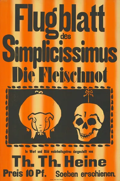 Flugblatt des Simplicissimus. Die Fleischnot von Th. Th. Heine by Томас Теодор Хейн, 1905 - 1906 — digital art print download