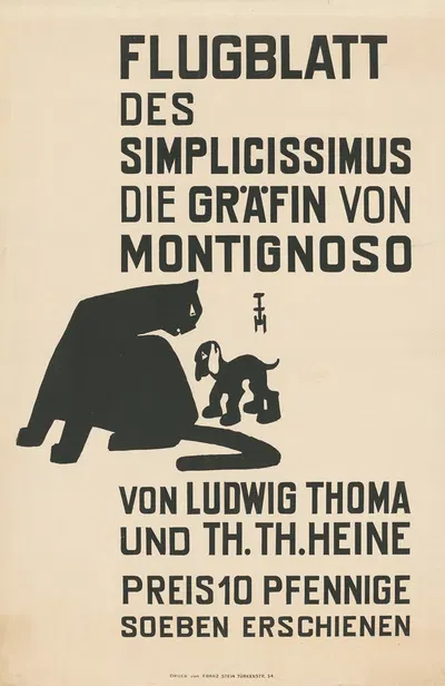 Flugblatt des Simplicissimus. Die Gräfin von Montignoso. Von Ludwig Thoma und Th. Th. Heine by Томас Теодор Хейн, 1905 —…
