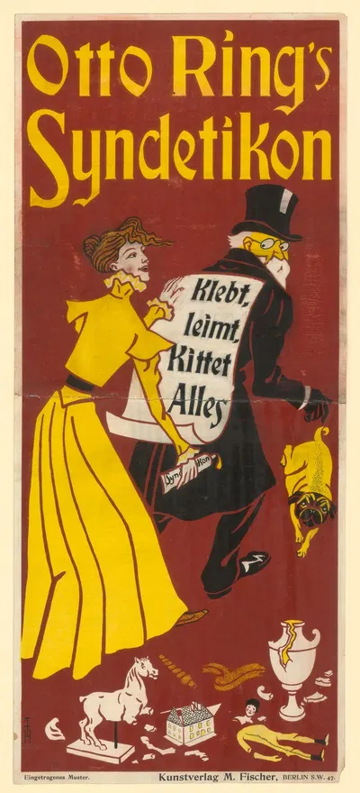 Otto Ring's Syndetikon klebt, leimt, kittet alles by Thomas Theodor Heine, 1898 — digital art print download