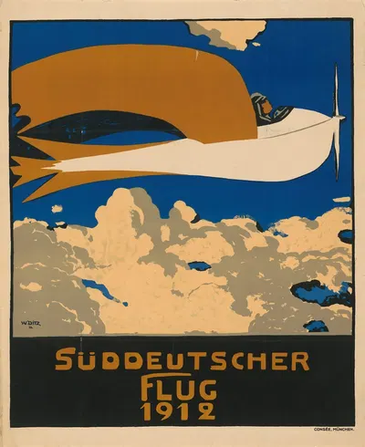 Süddeutscher Flug 1912 by Walter Ditz, 1912 — digital art print download