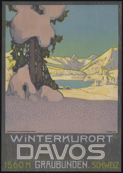 Winterkurort Davos by Walter Koch, 1905 — digital art print download