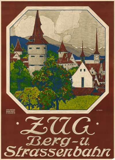 Zug. Berg und Strassenbahn by Walter Koch, 1911 — digital art print download
