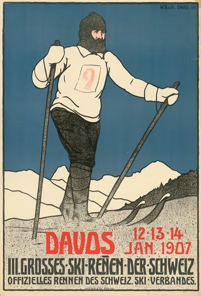 3. Großes Skirennen der Schweiz. Davos 1907 by Walther Koch, 1906 — digital art print download