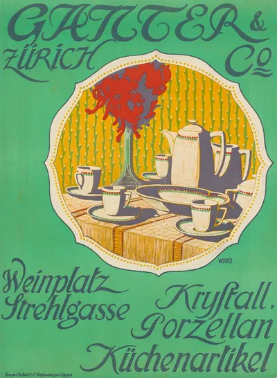 Ganter & Co. Zürich. Kristall Porzellan Küchenartikel by Walther Koch, 1913 — digital art print download