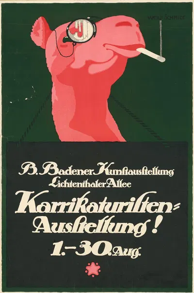 Baden-Badener Kunstausstellung. Karrikaturisten-Ausstellung! by Wolf Schmidt, 1914 — digital art print download