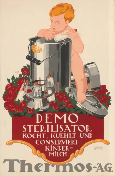 Demo Sterilisator kocht, kühlt und konserviert Kindermilch. Thermos-A.G. by Wolf Schmidt — digital art print download