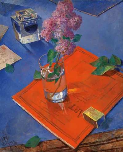 Still life with lilac by Kuzma Petrov-Vodkin, 1928 — digital art print download