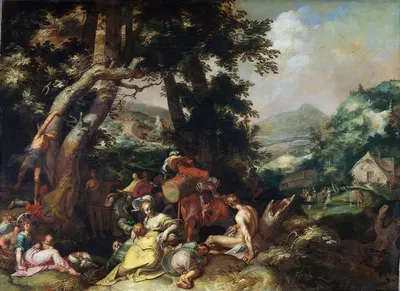 The Preaching of Saint John the Baptist by Abraham Bloemaert, 1590 - 1610 — digital art print download