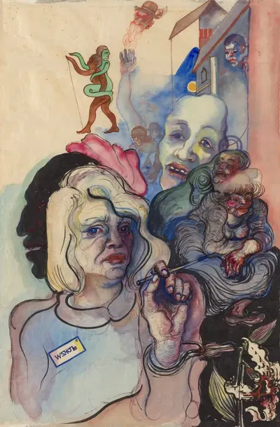 Автопортрет (в фантастической компании) by Эльфрида Лохзе-Вехтлер, 1931 — digital art print download
