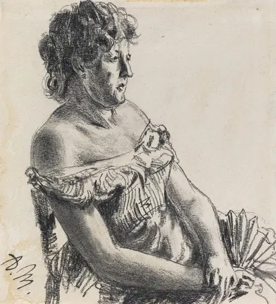 Woman in Court Dress by Адольф фон Менцель — digital art print download
