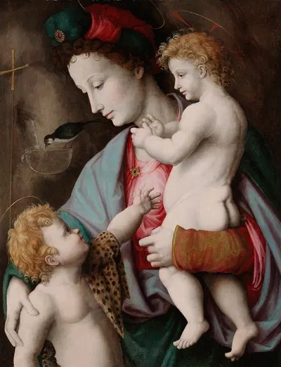Madonna and Child with St. John the Baptist by Bacchiacca, c. 1525 — digital art print download