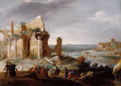 Moses and Aaron Changing the Rivers of Egypt to Blood by Бартоломейс Бринберг, 1631 — digital art print download