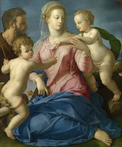 The Holy Family with the Infant Saint John the Baptist by Агноло Бронзино — digital art print download