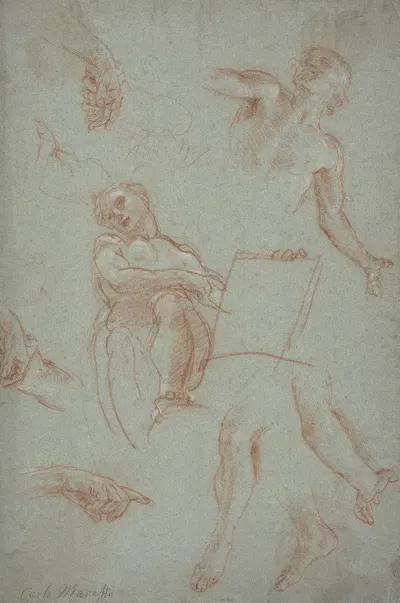 Sheet of Studies with Figures, Hands and Feet by Агустино Масуччи — digital art print download