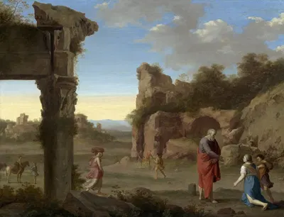 The Prophet Elijah and the Widow of Zarephath by Корнелис Ван Поеленбурх, c. 1630 — digital art print download