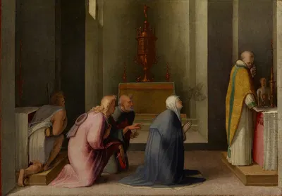The Miraculous Communion of Saint Catherine of Siena by Доменико Беккафуми, 1513–1515 — digital art print download