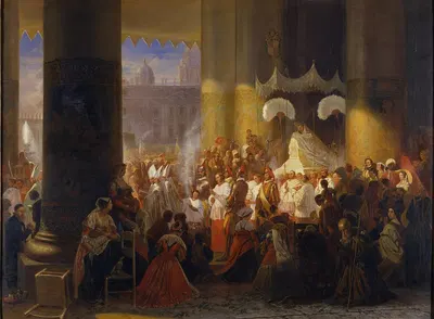 Procession at the Feast of Corpus Christi in Rome by Эгрон Лундгрен, 1847 — digital art print download
