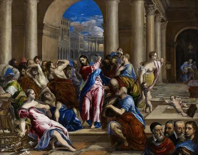 Christ Driving the Money Changers from the Temple by Эль Греко (Доменикос Теотокопулос), c. 1570 — digital art print download