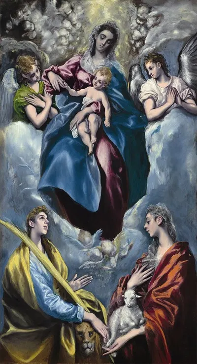 Madonna and Child with Saint Martina and Saint Agnes by Эль Греко (Доменикос Теотокопулос), 1597-1599 — digital art print…
