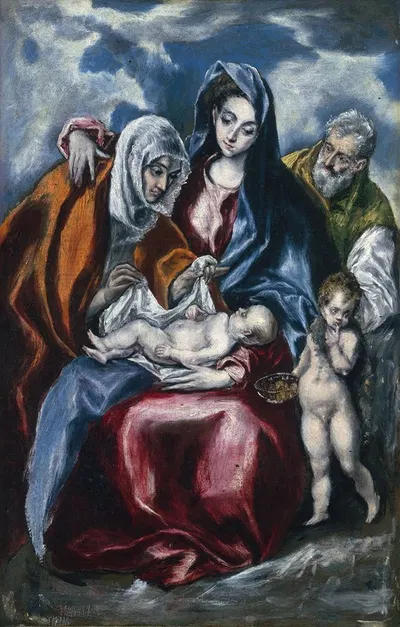 The Holy Family with Saint Anne and the Infant John the Baptist by Эль Греко (Доменикос Теотокопулос) — digital art print…