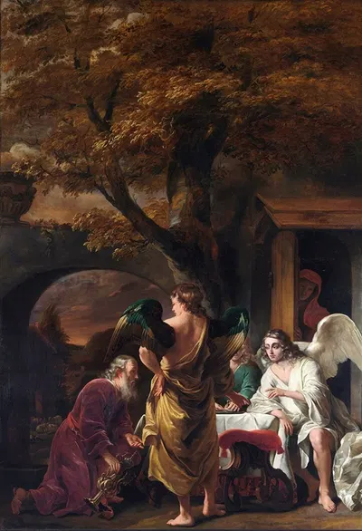 Abraham Entertaining the Three Angels by Ferdinand Bol, 1660 - 1663 — digital art print download