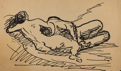 Reclining Nude by Альберт Вайсгербер — digital art print download
