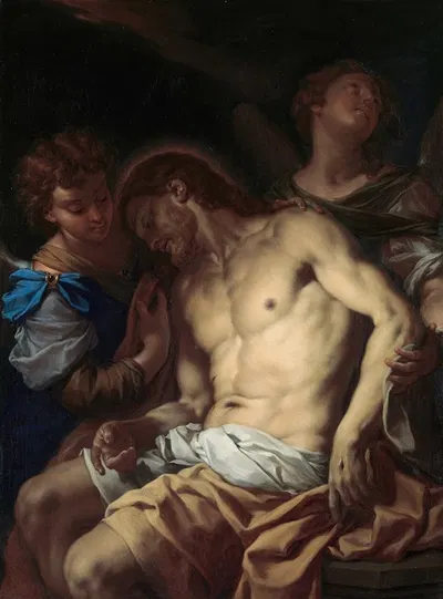 Dead Christ Supported by Angels by Франческо Тревизани — digital art print download