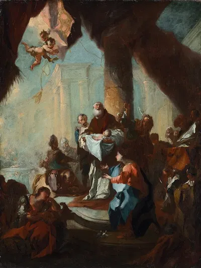 Study for The Presentation of Christ in the Temple (for Saint Ulrich Vienna) by Франц Антон Маульберц, c. 1750 — digital…