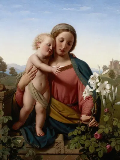 Madonna and Child by Франц Иттенбах, 1855 — digital art print download