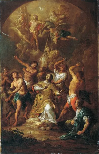 Stoning of St. Stephen by Franz Xaver Wagenschön — digital art print download