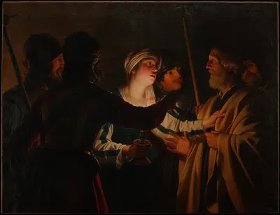 The Denial of St. Peter by Жерар ван Хонтхорст, c. 1623 — digital art print download