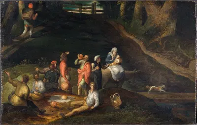 Landscape with the Holy Family by Гиллис Мостаерт, 1573 — digital art print download
