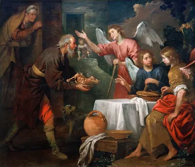 Abraham and the Three Angels by Giovanni Andrea de' Ferrari — digital art print download