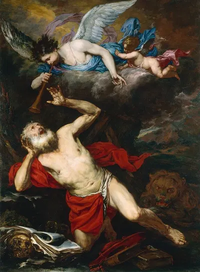The Vision of Saint Jerome by Джованни Баттиста Лангетти, c. 1660 — digital art print download