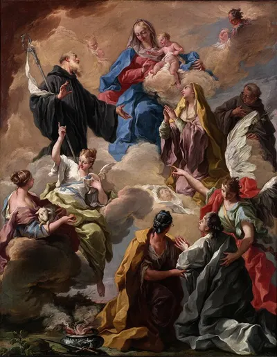 Saints Presenting a Devout Woman to the Virgin and Child by Джованни Баттиста Питтони — digital art print download