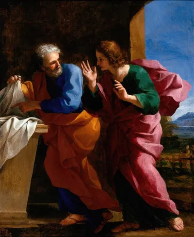 St. John and St. Peter at Christ's Tomb by Джованни Франческо Романелли — digital art print download