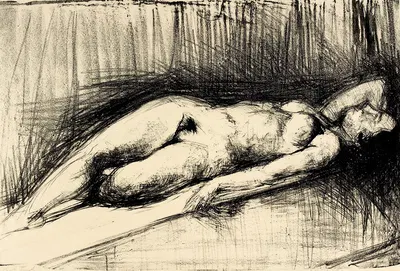 Liggende kvindelig model by Alfred Simonsen, 1930 - 1931 — digital art print download
