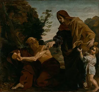 Elijah Receiving Bread from the Widow of Zarephath by Giovanni Lanfranco, 1621–1624 — digital art print download