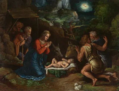 The Adoration of the Shepherds by Girolamo Da Carpi — digital art print download