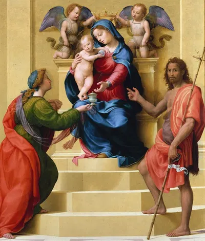 Madonna and Child Enthroned with Saints Mary Magdalen and John the Baptist by Джулиано Буджардни — digital art print download