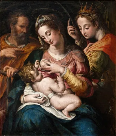 The Holy Family with St Catherine by Giulio Cesare Procaccini — digital art print download
